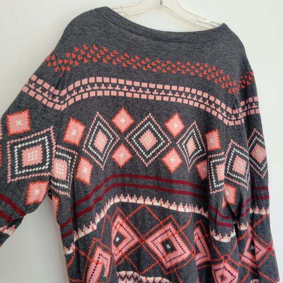 Talbots Woman Lambswool Sweater Geometric Gray Fall Plus Women 3X - Picture 4 of 10